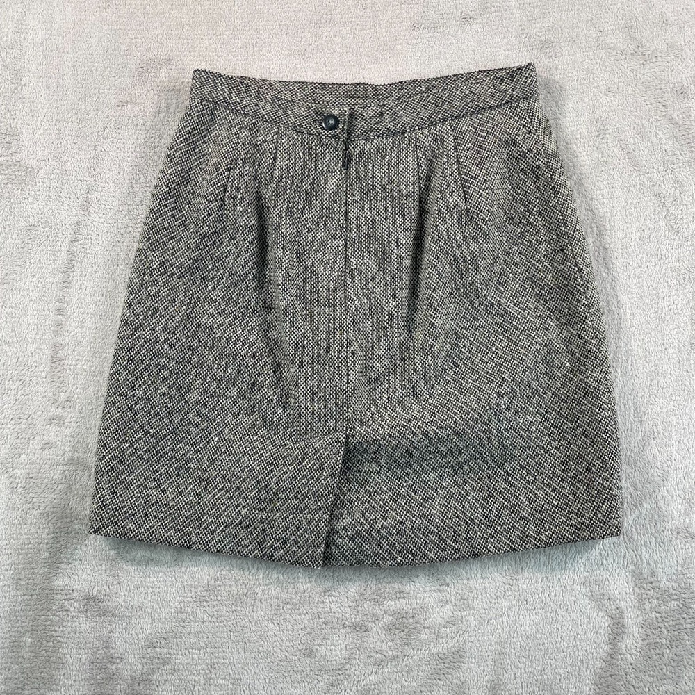 Vintage GAP Skirt & Jacket 2 Piece Set Women 4 Grey Wool Blend Pleated Tweed - Picture 10 of 16